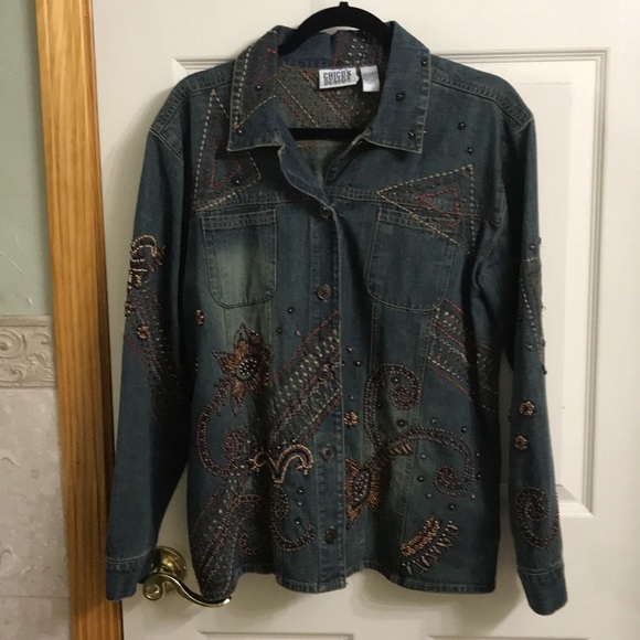 Chico's Jackets & Blazers - Chico’s Design embellished denim jacket size 2